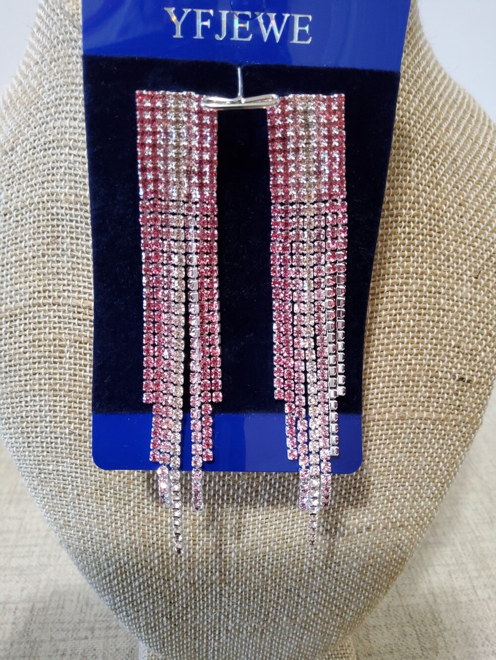 Pink Crystal Fringe Drop Earrings